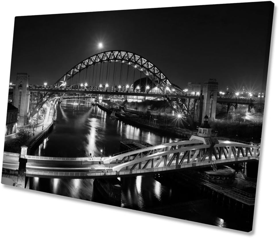 canvasINK Newcastle Tyne Bridge Quayside B&W CANVAS WALL ART Framed Print 30 x 20 inch