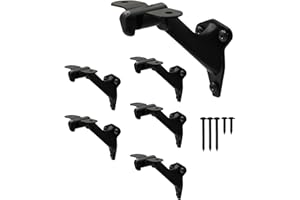 NACETURE Handrail Brackets for Stairs – 6 Pack Heavy-Duty 3-Inch Black Handrail Brackets for Stairs, Indoor/Outdoor Banister Support