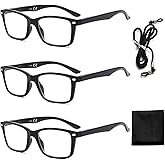 Suertree Reading Glasses for Men Women 3 Pack UV Ray Eyeglasses Anti Glare Spring Hinge Readers Aid