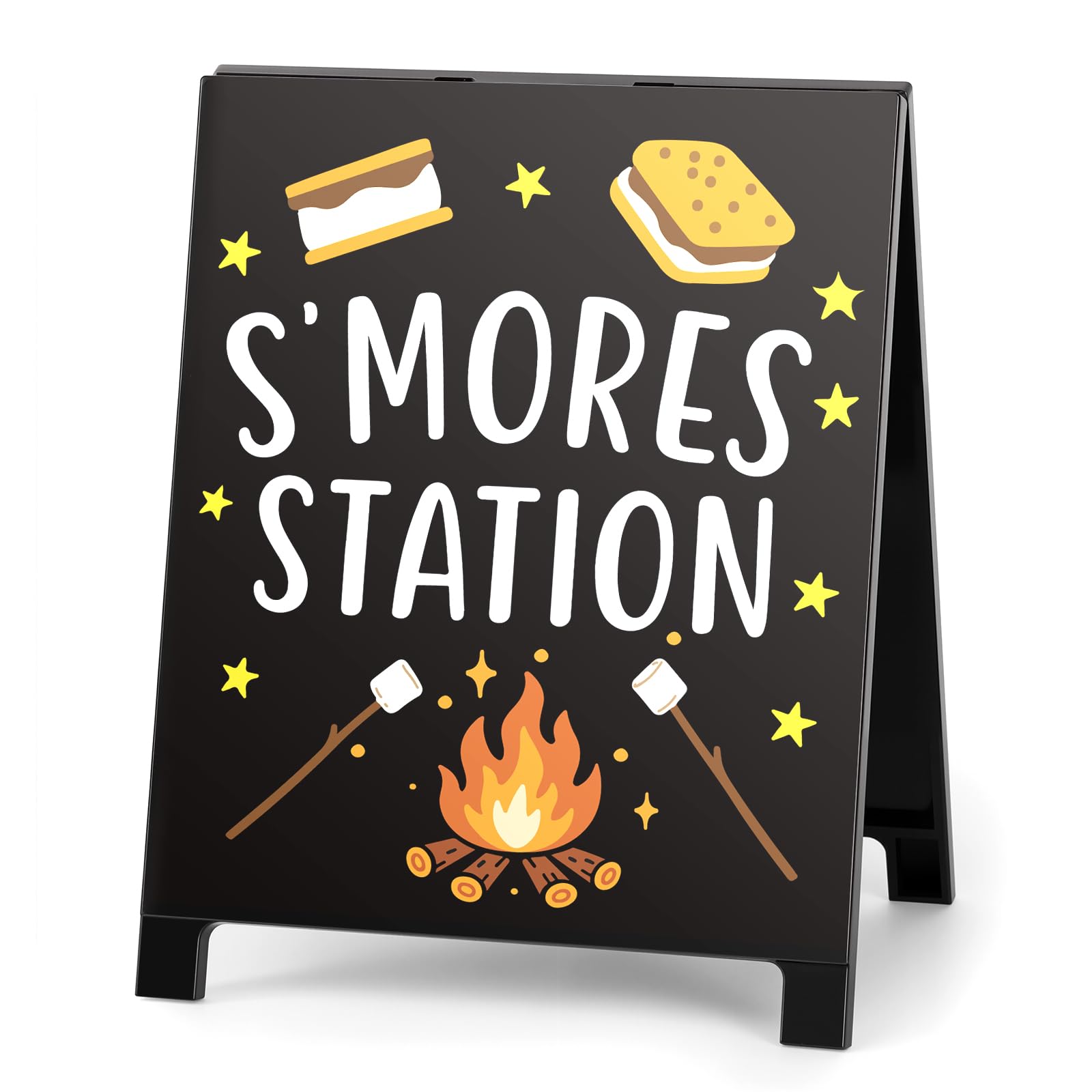 Photo 1 of Happy National S'mores Day Funny Camper Decor Camping Decorative Sign Camper Desk Sign for Home Farmhouse Family Summer Decorations Gifts for RVers Friends S'mores Station White Elephant Gifts