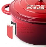 Overmont Enameled Cast Iron Casserole Dish 26 cm Red Dutch Oven view 6