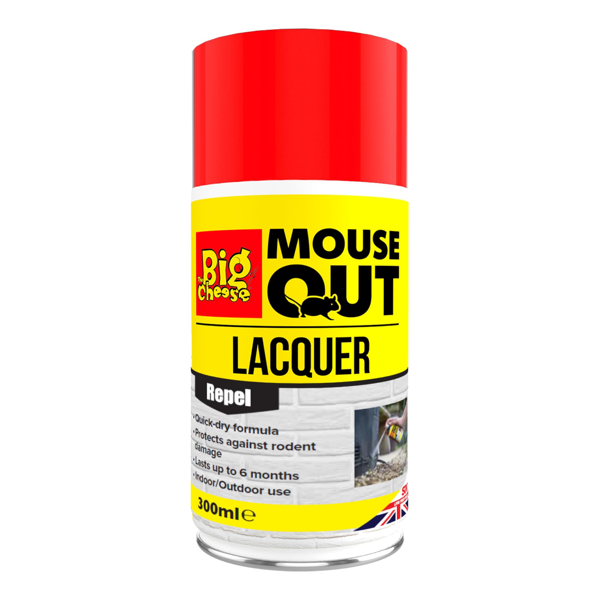 The Big Cheese Anti Mouse Lacquer – 300 ml Aerosol Mouse Biting and Chewing Deterrent/Repellent Hard Surface Application Mint Scented Waterproof Ready-To-Use