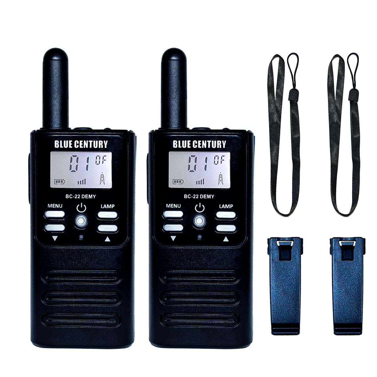BLUE CENTURY 国内メーカー2台セット 特定小電力トランシーバー BC-22 DEMY (デミー) 大音量 単三電池2個モデル 小型 ストラップ・ベルトクリップ付属 技適マーク有 総務省技術基準適合商品 メーカー保証あり ブルーセンチュリー の商品画像