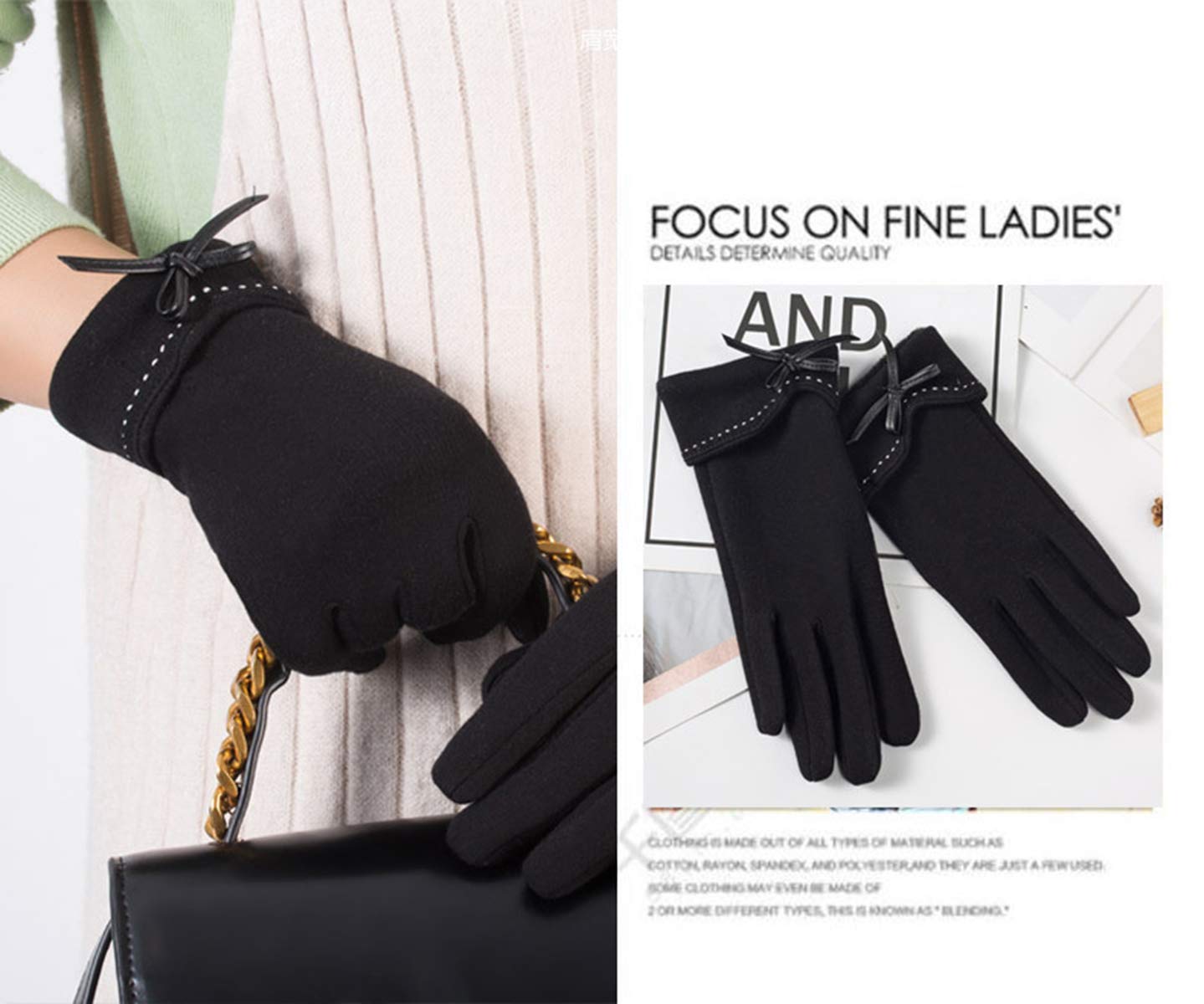 Spikerking Womens Winter Gloves With Touch Screen And Warm Liners,Black