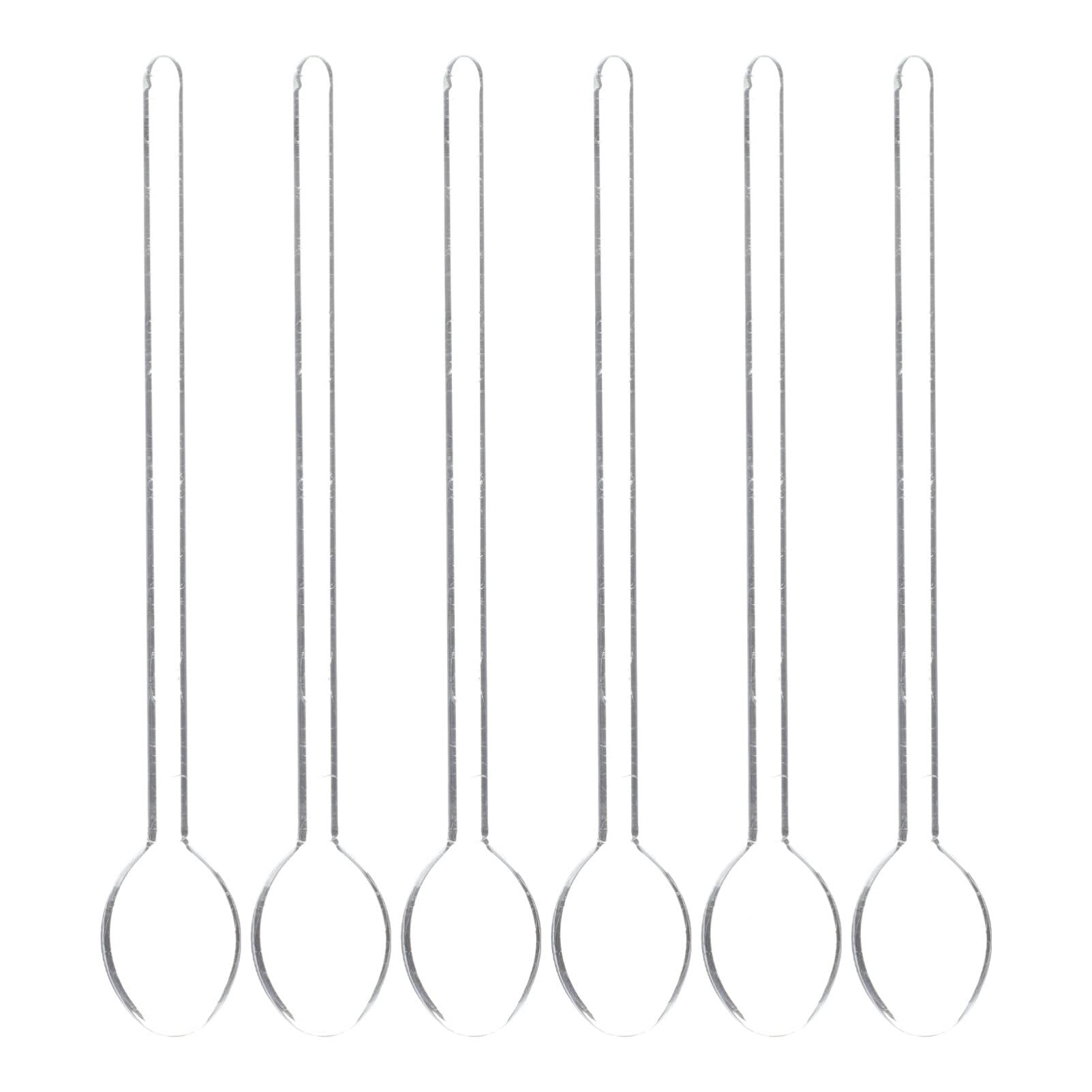 HEMOTON Glass Stirring Rods, 6pcs Glass Coffee Stirring Spoons, Handle Stirring Spoon for Iced Tea Dessert Cocktail, Ice Cream Spoon-Set of 6