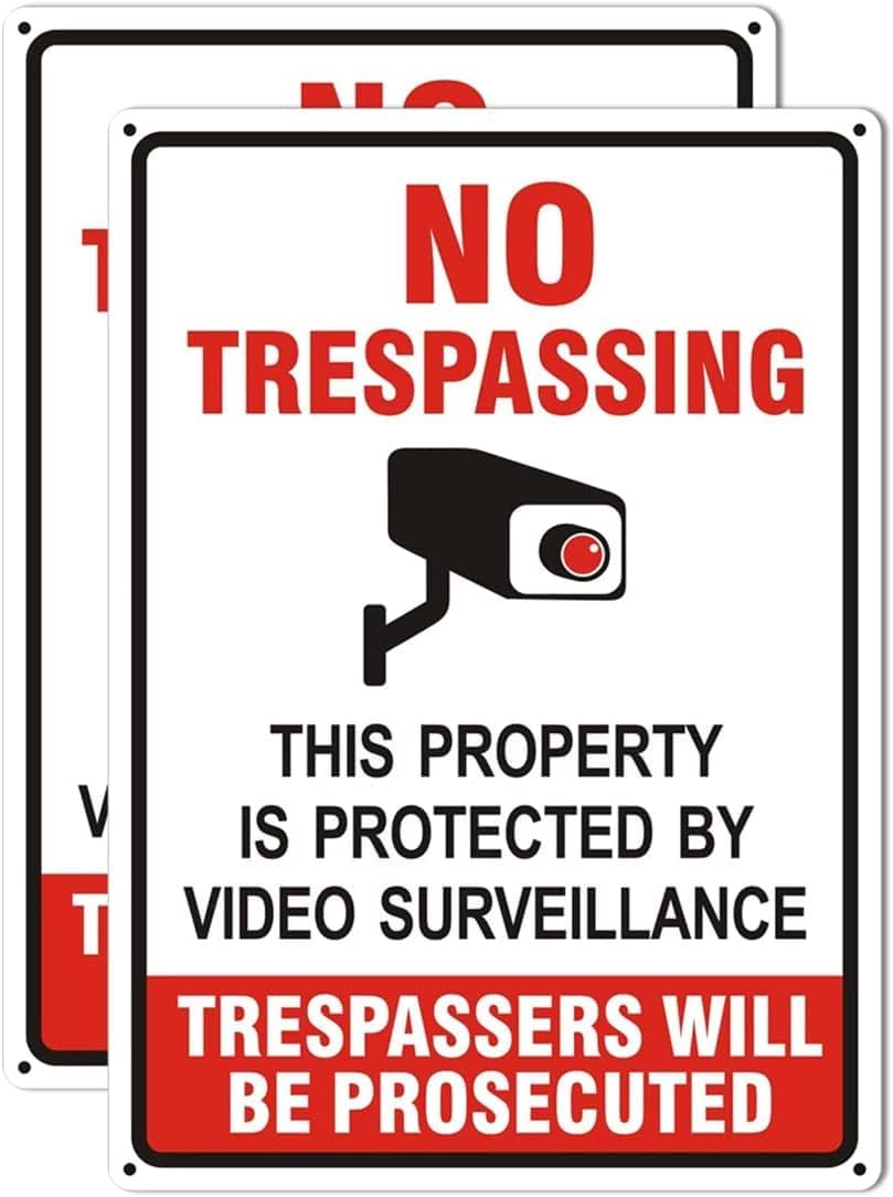 Yard Signs - Large Private Property No Trespassing Sign ,Video Surveillance Sign，10