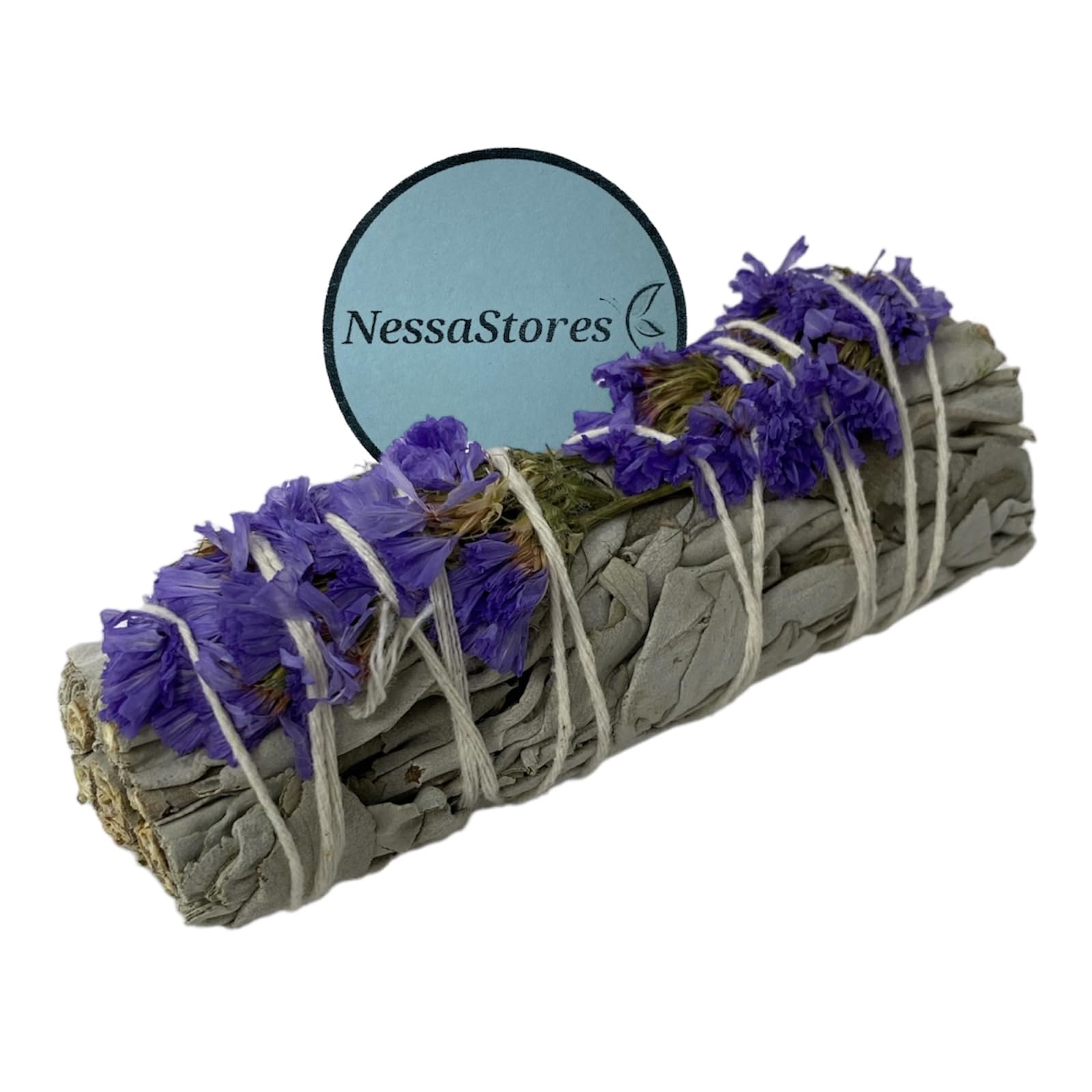 NESSASTORES - White Sage Purple Daze 4 inch Smudge Stick Bundles for Cleansing and Meditation. #JC-081 (6 pcs)