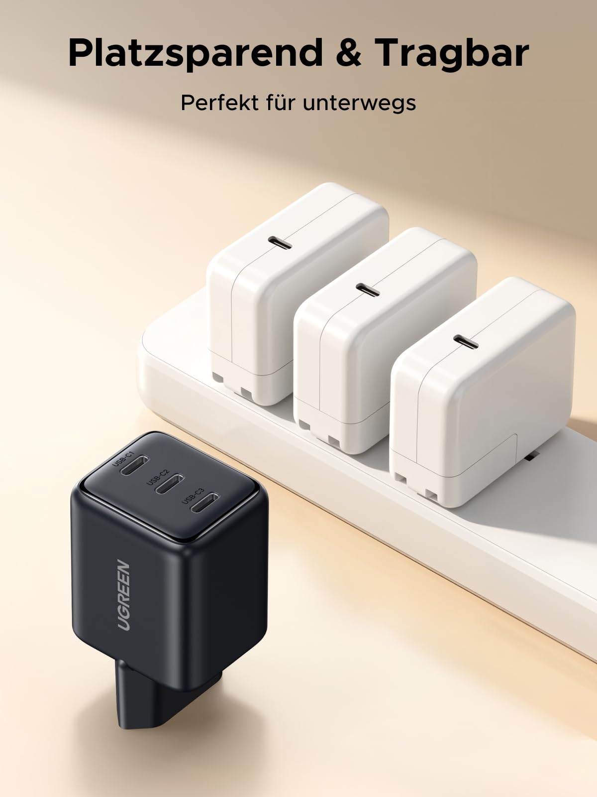 UGREEN USB C Ladegerät 30W GaN Netzteil mit 3X USB-C-Port PD Schnellladegerät Kompatibel mit iPhone 17, 17 Pro Max, Air, 16, 15, 14, 13, 12, iPad, Galaxy S25, S24, S23, Pixel 9 8