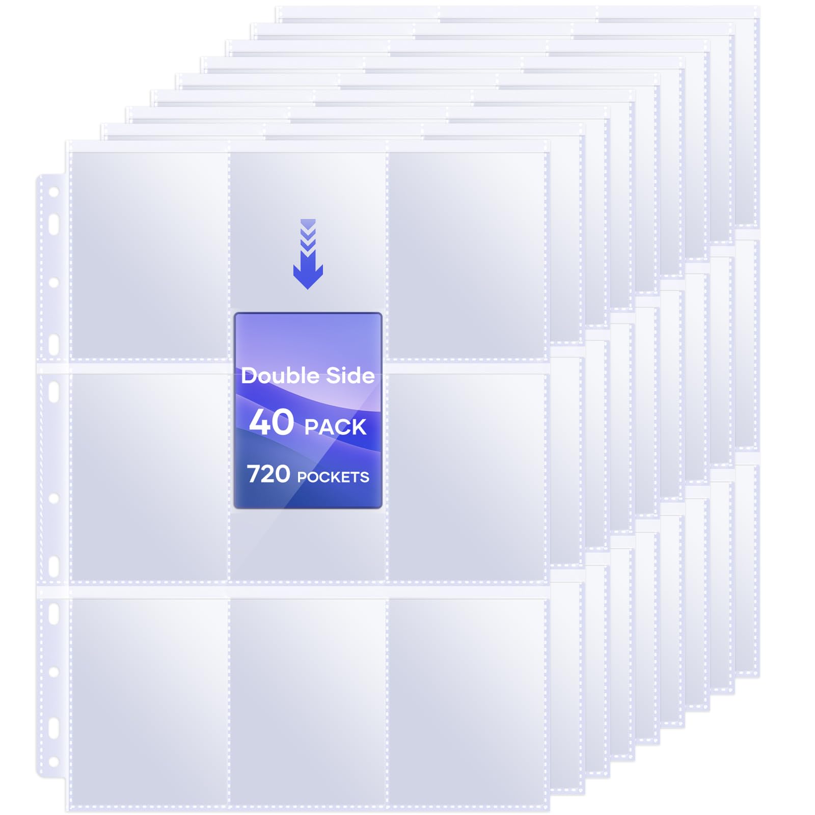 40 Pack 9 Pocket Page Protectors,720 Double Sided Card Holder Pages for a 3 Ring Binder, Card Protector Sheets Baseball Card Binder,Fit for MTG, TCG, Baseball Standard Cards