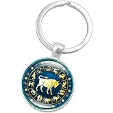 Retro Personalized Zodiac Sign Key Chain Jewelry Horoscopes Star Signs Tag Key Rings Medallion Constellation Jewelry