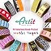 ARTIT Washi Tape Set 16 Extra Long (33 Foot) Decorative Rolls Craft Duct Masking Tapes Scrapbooking DIY Gift-Wrapping Glitter Patterned Solid Ultra Sticky Adhesive Includes 4 Bonus Sticker Pages