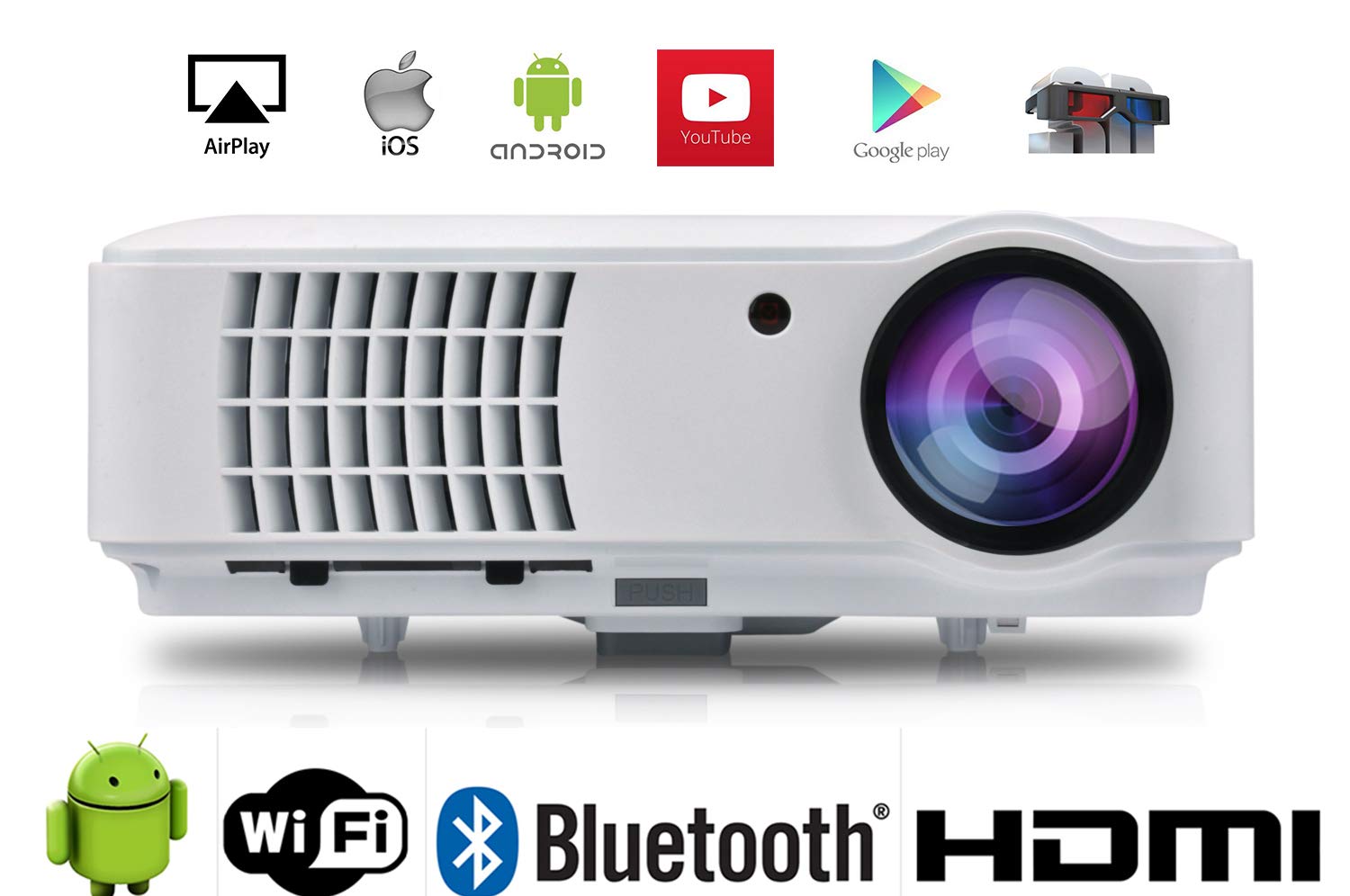 Full HD Proyector WiFi Video Proyector 1080P Home Theater ...