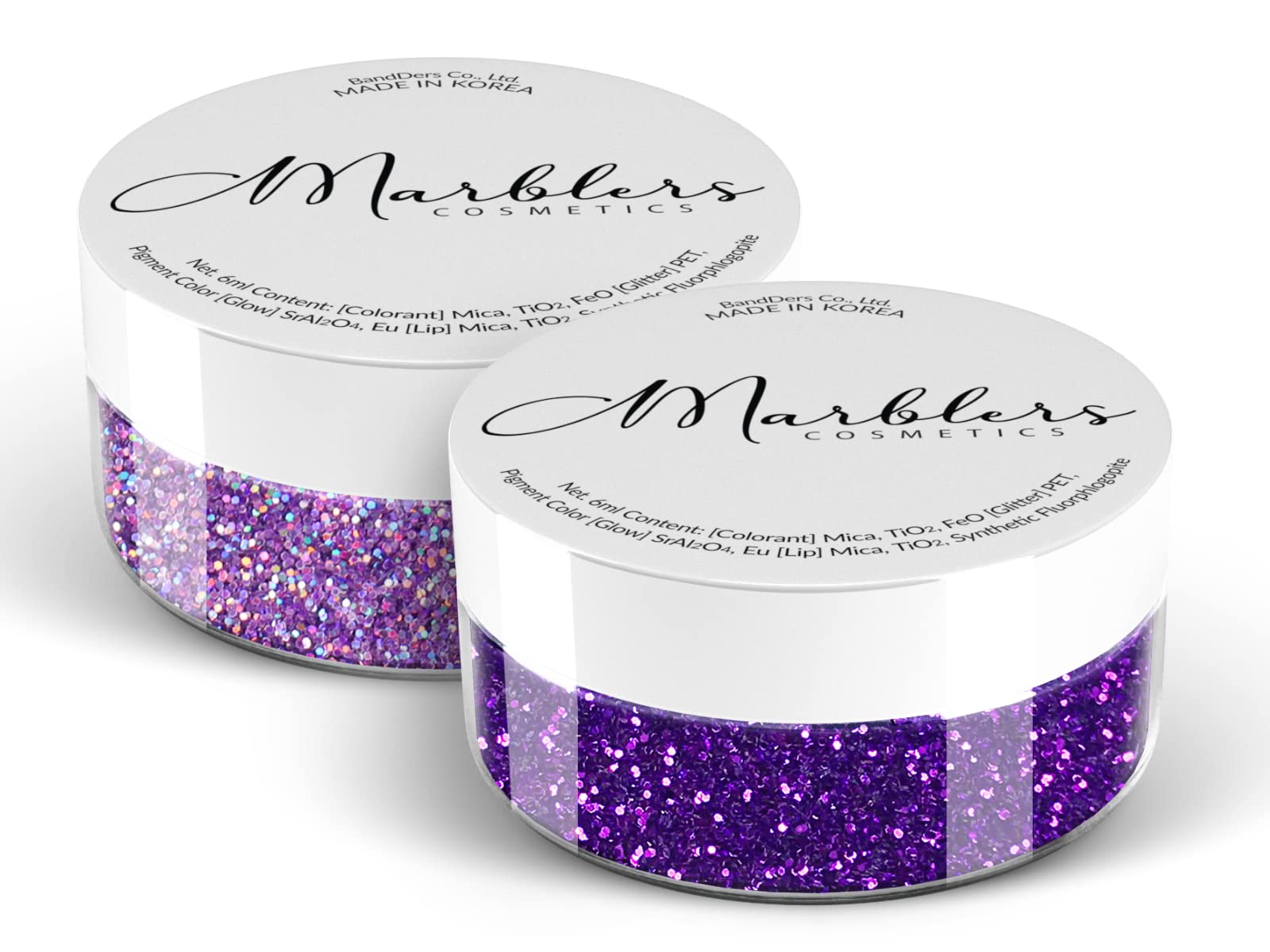 MARBLERS Cosmetic Grade Fine Glitter Duo [Holo Purple & Amethyst] 0.36oz (10g) | Non-Toxic | Vegan | Cruelty-Free | Eyeshadow, Nail Polish, Nail Art | Festival, Rave & Party Makeup | Body & Face — image 1