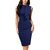 Miusol Women's Retro 1950s Style Half Collar Ruffle Cocktail Pencil Dress