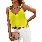 Mullveig Womens Tops Chain Straps V Neck Chiffon Cami Shirts Fashion Tank Tops Sleeveless Blouses Tops