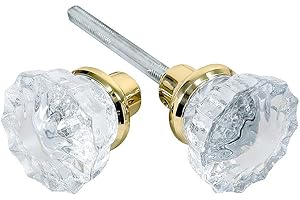 Tuff Stuff Tools Mortise Lock Crystal Glass Door Knob Replacement Set, Brass Finish Base,