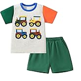 HILEELANG Toddler Boy Summer Short Clothes Sets Cotton Crewneck Tees Shorts Pocket Adjustable Knite Shorts Playwear Sets