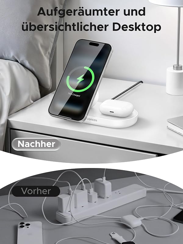 Zapix 2-in-1 Qi2 25W Magnetisches Kabelloses Ladegerät, Zertifiziert