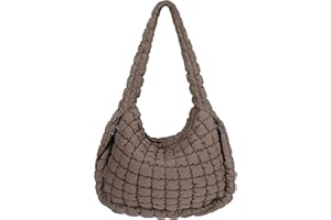Juoxeepy Quilted Tote Bag Large Carryall Puffer Shoulder Bag Lightweight Padding Hobo Bag