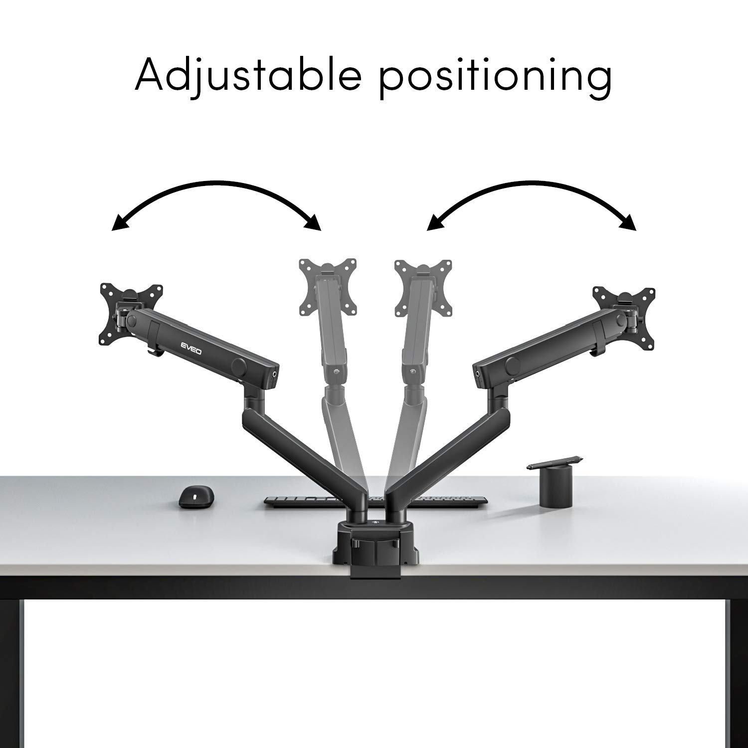 EVEO Premium Dual Monitor Mount Desk Arms - Monitor Arms for Dual Screens with Full Motion Spring Movement - Fit 17 Inch to 32 Inch VESA Compatible Screens