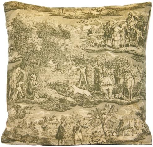 Marvic Textile Hunting Green Design Decorative Throw Pillow Case Toile Cushion Cover French Style Les Veneurs Cottage Square