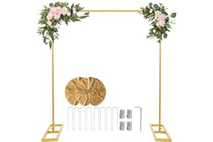 8.2FT X 8.2FT Heavy Duty Adjustable Arch Backdrop Stand Gold Square Back Drop Metal Balloon Kit Frame For Party Wedding Birth