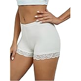 MakeMeChic Women's Lace Trim Shorts Biker Seamless Panties Slip Under Short Boyshorts