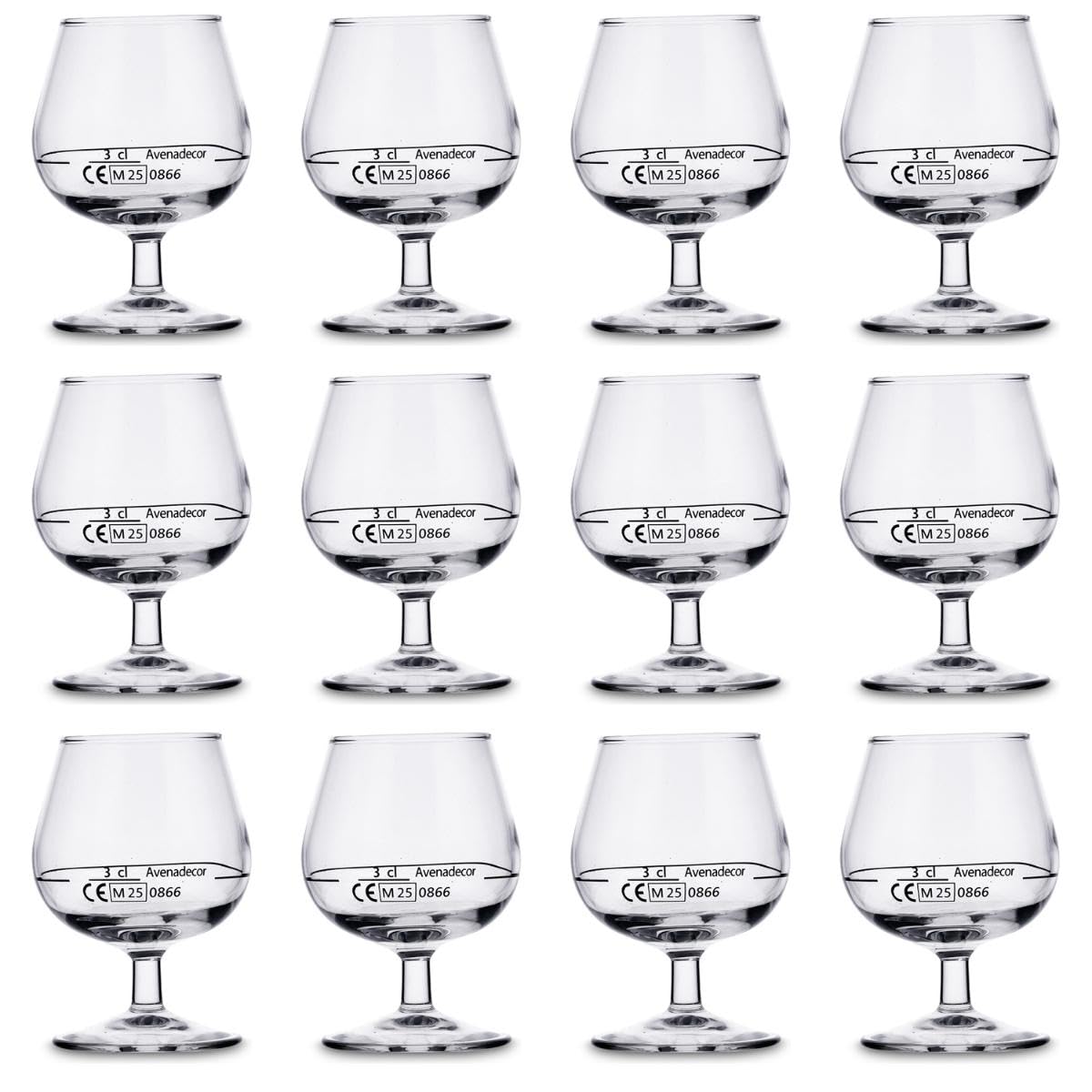 Arcoroc Set 12 Glass Cognac Glasses 15cl, Brand of 3cl