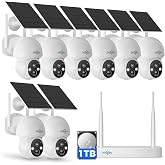 Hiseeu Solar Security Camera, 4MP 8-Cam Kit, 1TB HDD | Pan-Tilt 360&deg; View, Color Night Vision, Dual-Band WiFi, Local Storage, No Monthly Fee