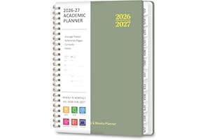 Planner 2026-2027, Weekly and Monthly Academic Calendar Planner, July 2026 - June 2027, Hardcover Daily Agenda Book for Schoo