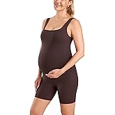 MOMANDA Women' s Maternity Bodysuit Sleeveless Shorts Jumpsuit Square Neck Tank Top for Pregnancy