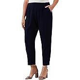 Rafaella Womens 27" Plus Size Easy Pull-on Pants with Stretch Crepe Fabric, Straight Leg Classic Fit, Cropped Work Slacks