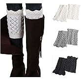 Bestjybt 3 Pairs Womens Short Boots Socks Crochet Knitted Boot Cuffs Leg Warmers Socks