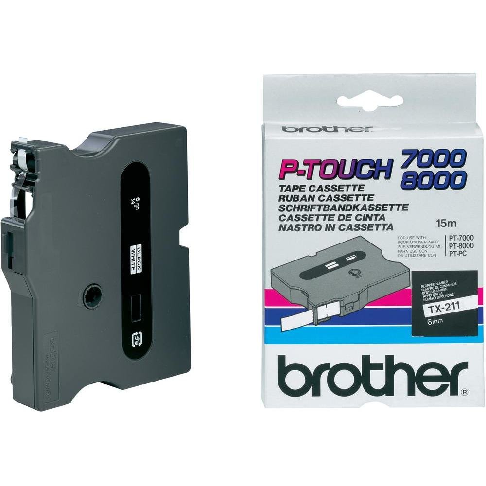 Best Price Square TAPE, BLACK/WHITE, 6MM TX211 By BROTHER