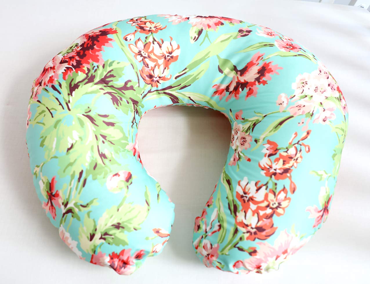 Nursing Pillow Cover Baby Cover Infant Nursing Pillow Slipcovers for Breastfeeding Moms Great Baby Shower Gift  (Aqua Floral)