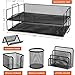 Befold 5 Piece Mesh Office Set - Desk Tray Black / Pencil Cup / Business Card Holder / Memo Holder / Letter Holder (+BONUS: Memo Organizer)