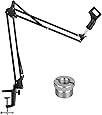 InnoGear Upgraded Microphone Suspension Stand with 3/8" to 5/8" Screw Adapter Mic Clip Adjustable Boom Studio Scissor Arm Stand for Blue Yeti Snowball Yeti Nano Yeti x and other Microphone