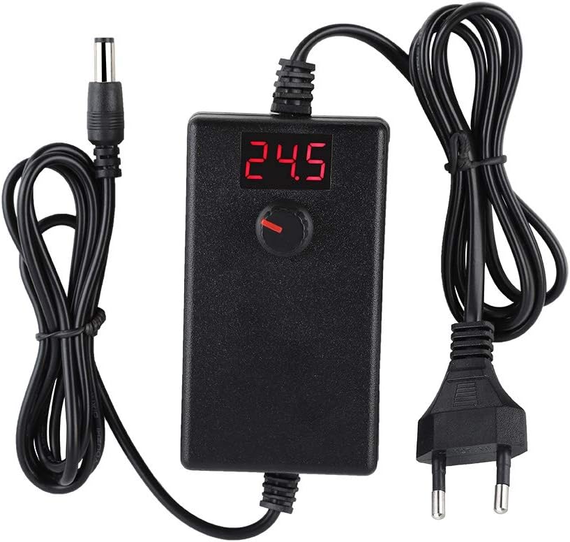 Diyeeni 24W 9-24V LED Pantalla Digital Adaptador de Corriente,Regulable de Voltaje Regulable EE. UU. / UE 100-240V(Regulares Europeas)