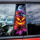2PCS Car B-Pillar Stickers Decal Halloween Pumpkin Bat Vinyl Waterproof Car Pillar Decal Scratch Cover DIY Door Trim Stickers Halloween Car Accessories (Pumpkin)