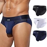 Arjen Kroos Men's Briefs 3 Pack Ice Silk Mesh Breathable Underwear Low Rise Underwear for Daily & Light Sports