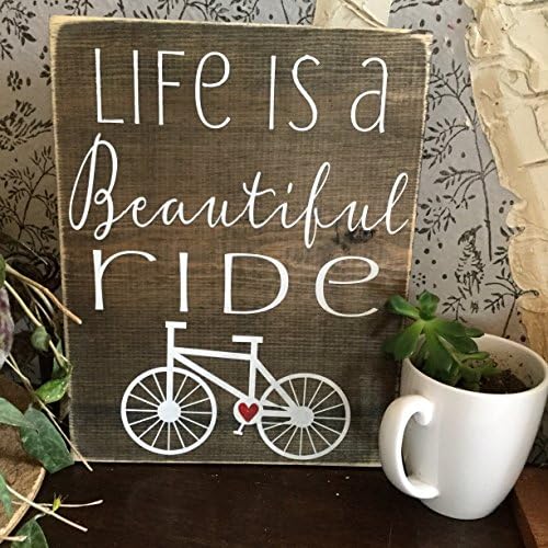 Life is a Beautiful ride - Bicycle Home Decor - Hand painted Wall Art - Bike Art - Gift for Bicyclist - Man Cave Art