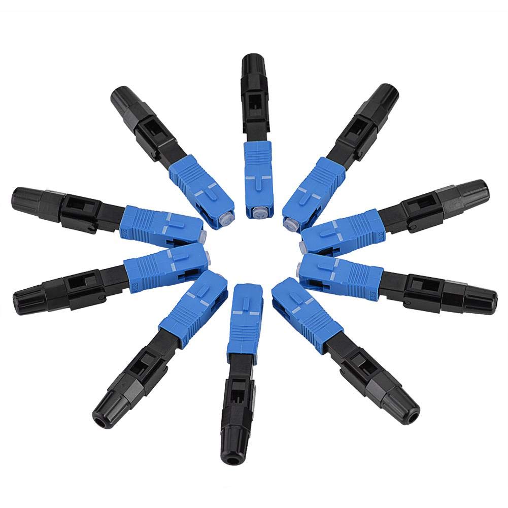 Lazmin 10Pcs SC/UPC Optic Fiber Connector, Single Mode Fast Adapter Fiber Optic Quick Connector Kit for FTTH ODF