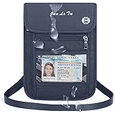 ROOSALANCE Passport Holder for Travel, RFID Passport Wallet with Visual Window Design, Multifunctional Document Organizer, Waterproof Travel Pouch Neck Wallet for Men and Women, Navy Blue