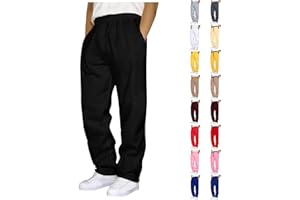 Baggy Sweatpants Men Wide Leg Sweat Pants Open Bottom Comfy Straight Uncuffed Sweats para Hombre with Pockets Loose Fit