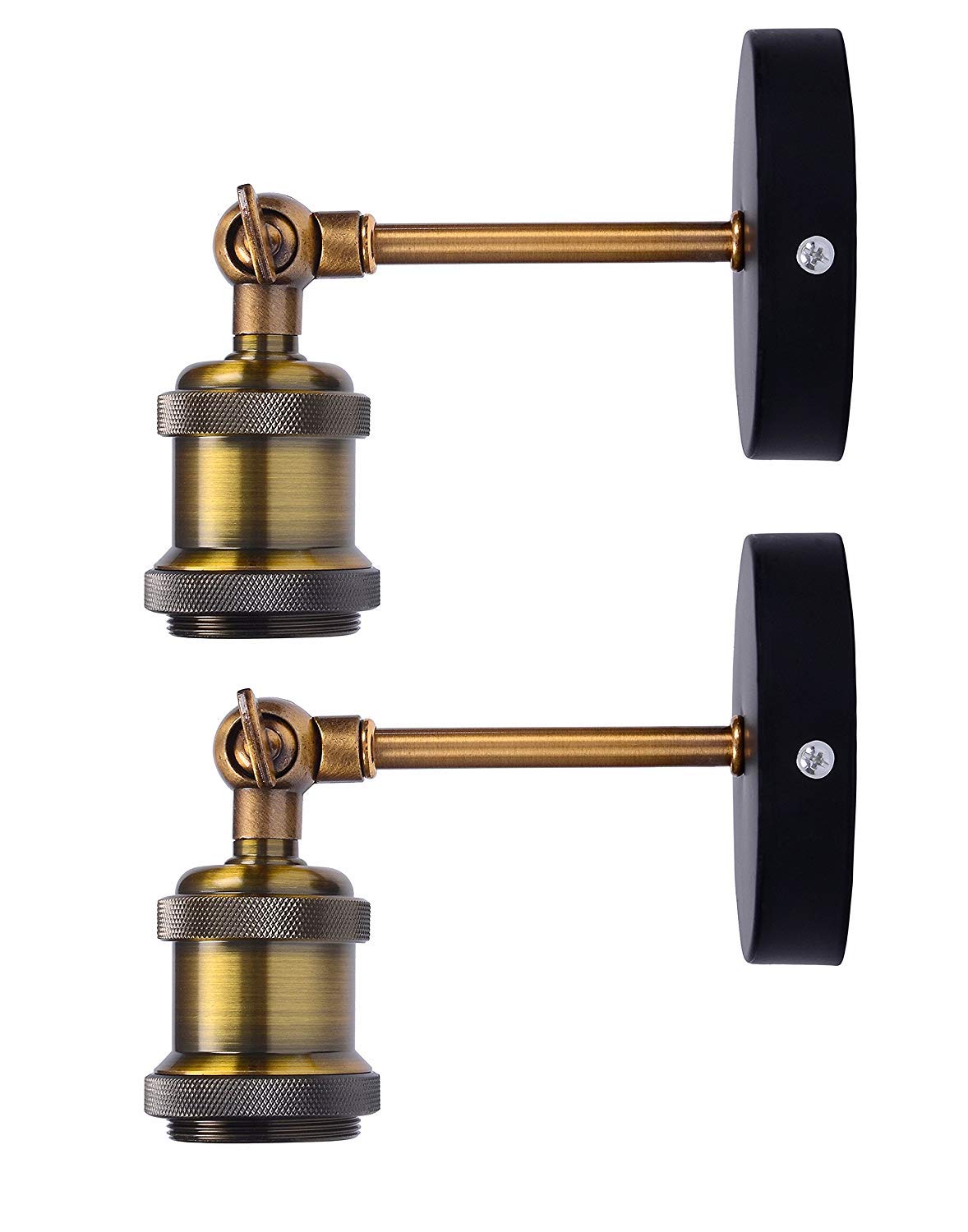 PIANUO Retro Brass Wall Light Antique Wall Sconce Adjustable Up and Down Lighting Fixture with E27 Socket for House, Bar, Restaurants, Coffee Shop, Club Decoration Set of 2