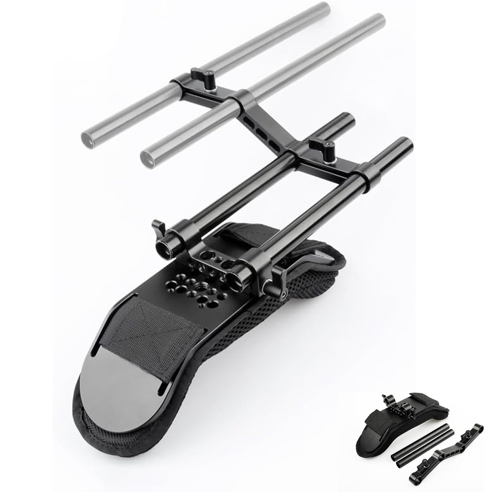 [Update Version]NICEYRIG Camera Shoulder Pad with 15mm Railblock and Aluminum Alloy Rods for DSLR Rig Video Camcorder Shoulder Support