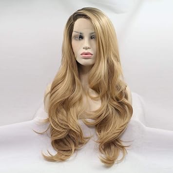 Amazon Co Jp ウィッグ ロングウェーブプラチナブロンドウィッグオンブルブロンド合成ウィッグ女性用2トーンナチュラルミドルウィッグ スポーツ アウトドア