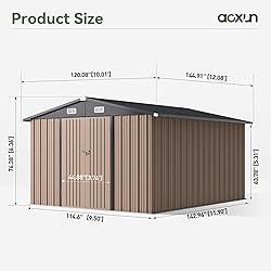 Aoxun 10'x12' Outdoor Metal Storage Shed with