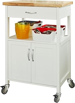 Sobuy Fkw22 Wn Kitchen Storage Trolley Cart With Doors And