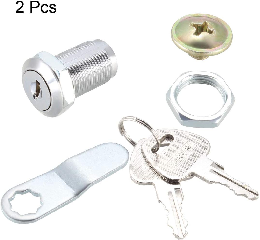 sourcing map Cam Lock 1-1/8" Cylinder Long Cabinet Locks with No.4 Cam, Fits for 7/8" Max Thickness Panel, Keyed Different 2Pcs - Image 4